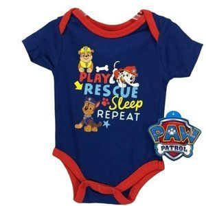 Paw Patrol Boys New Play, Rescue, Sleep Repeat BodySuit Blue Red 3-6‎ Months